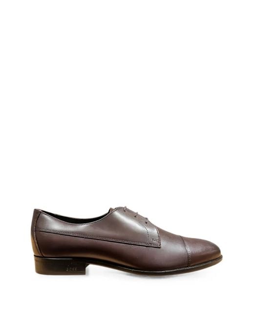 Boss Brown Colcy Cap-Toe Derby Shoes for men