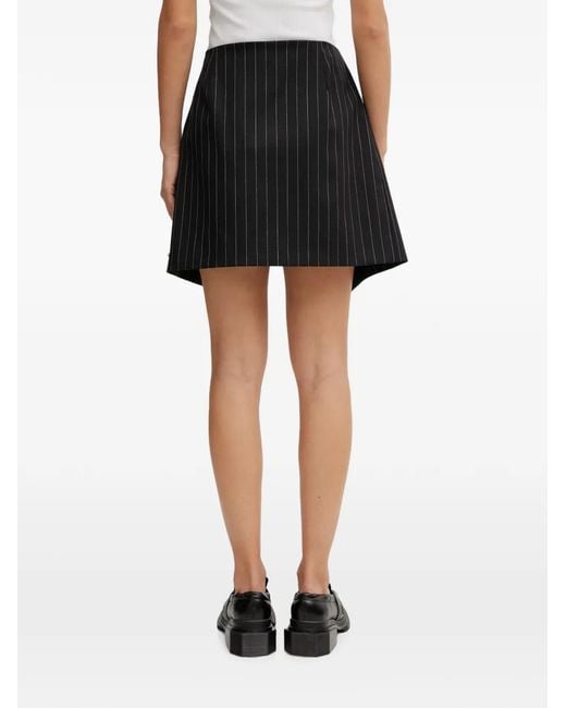 Sportmax Black Pinstripe-Pattern Wrap Mini Skirt