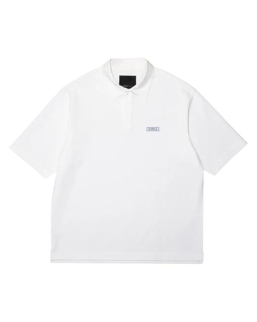Purple Brand White Logo-Patch Piqué Polo Shirt for men