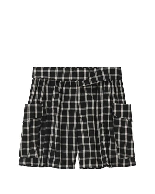 B+ AB Black Check-Pattern Shorts