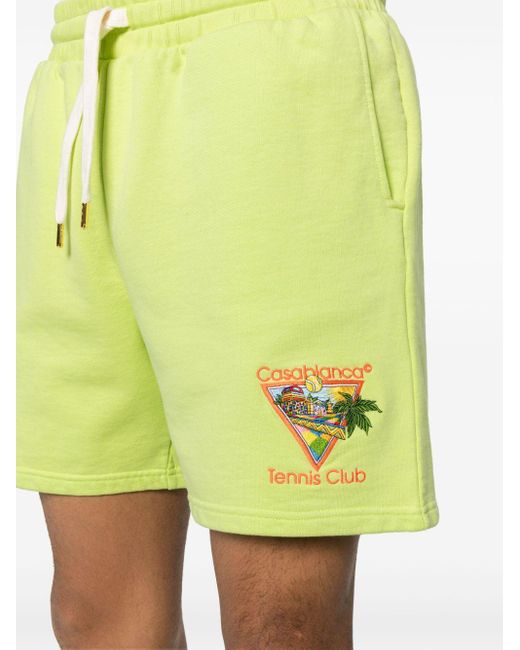 Casablancabrand Yellow Tennis Club-embroidered Track Shorts for men
