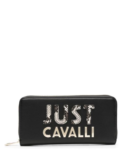 Portefeuille zippé à logo lettre Just Cavalli en coloris Black