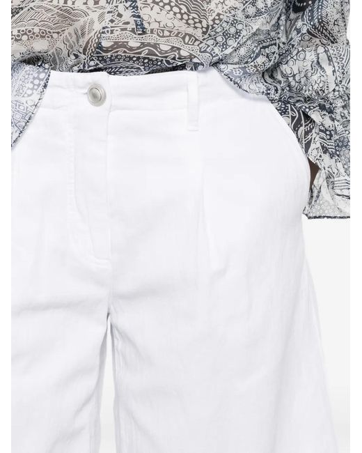 Luisa Cerano White Pleated-Detail Shorts