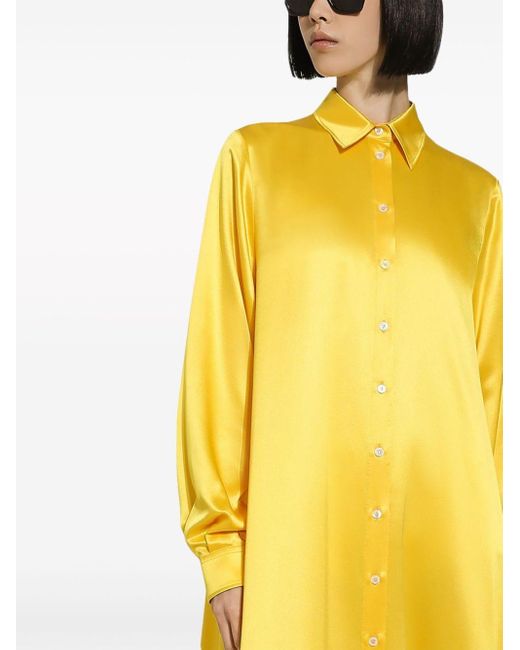 Robe en soie à coupe longue Dolce & Gabbana en coloris Yellow