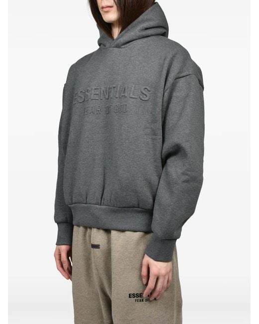 Essentials Gray Classic Logo Hoodie for men