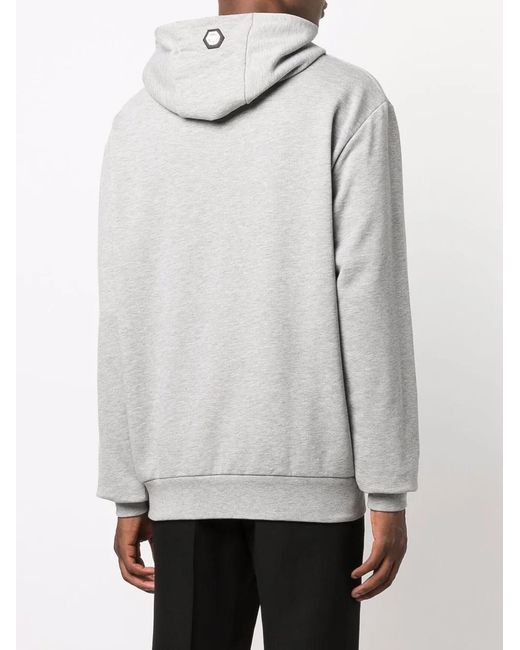 Philipp Plein Gray Logo-Print Pullover Hoodie for men