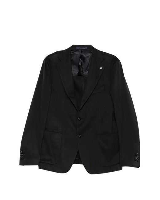 Tagliatore Black Single-Breasted Buttoned Blazer for men