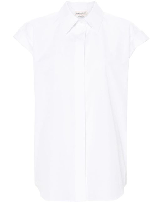 Alexander McQueen White Sleeveless Poplin Shirt