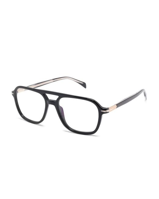 David Beckham Black Pilot-Frame Glasses for men