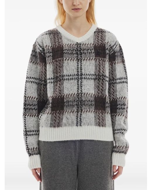 Rest&Recreation Gray Check-Pattern Hairy Sweater