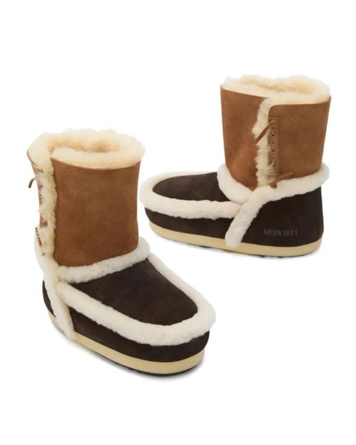 Moon Boot Brown EVX Stiefel aus Wildleder mit Shearling