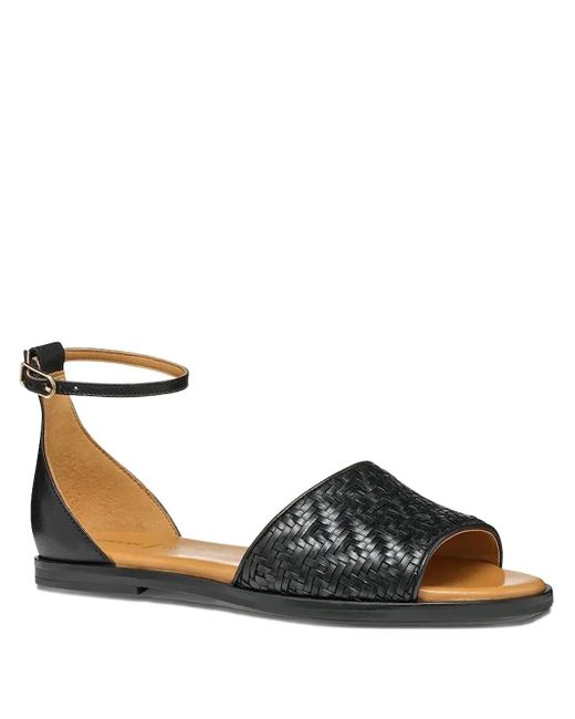 Geox Black Naileen Woven Ankle-Strap Flat Sandals