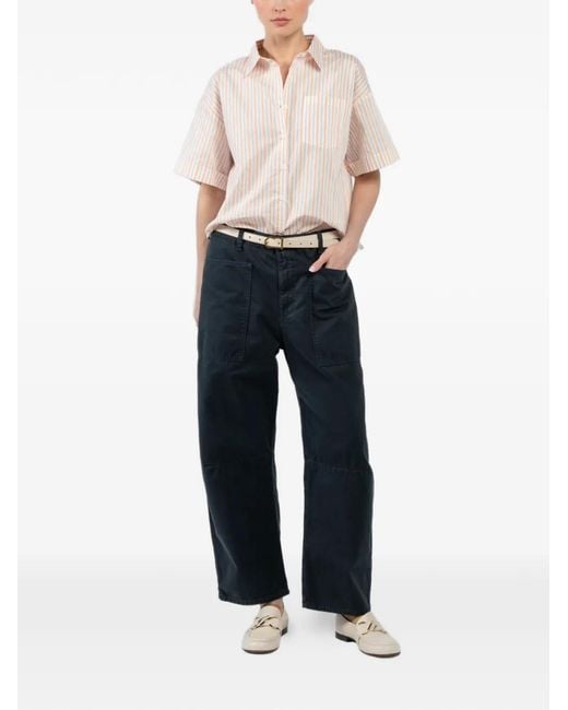 Velvet Blue Patch-Pocket Trousers