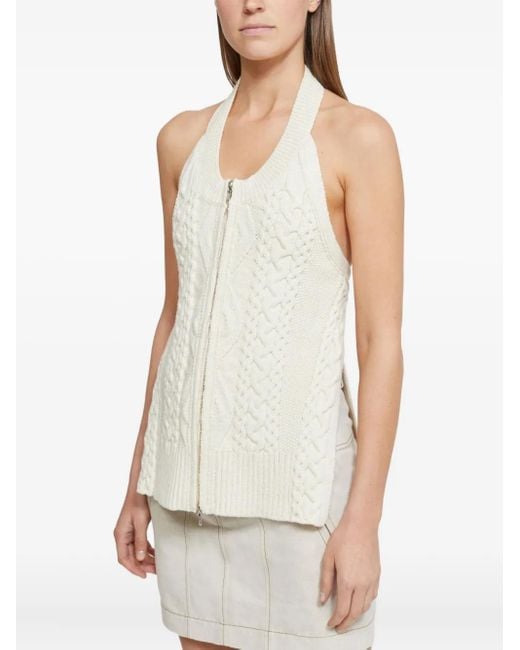 3.1 Phillip Lim Natural Cable-Knit Halterneck Top