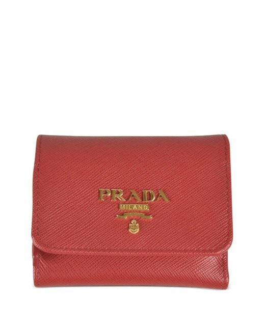 Portefeuille À Plaque Logo Prada en coloris Red