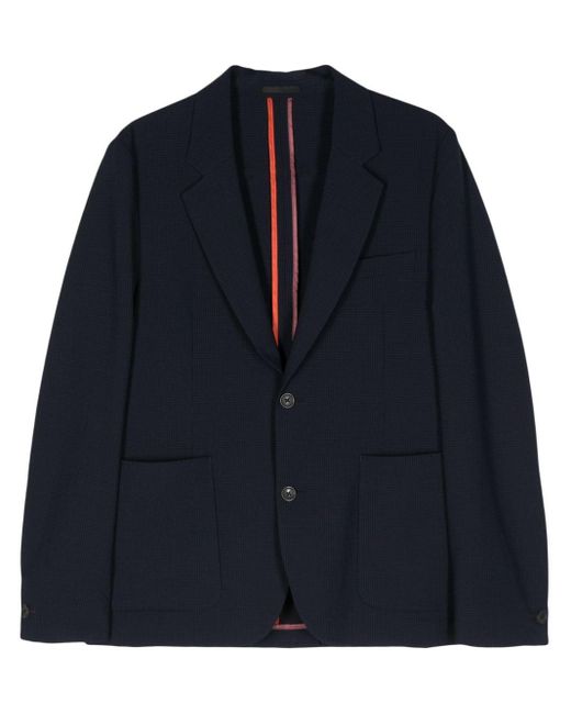 PS by Paul Smith Blue Textured-finish Single-breasted Blazer for men