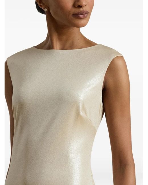 Ralph Lauren White Metallic-Jersey Boat-Neck Maxi Dress