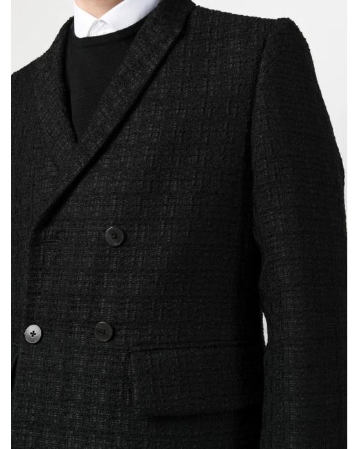 SAPIO Black Boucle Double-Breasted Coat for men