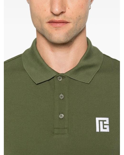 Polo À Patch Logo Balmain pour homme en coloris Green