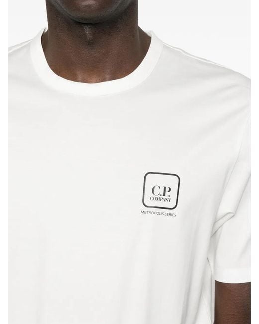 C P Company White Logo T-shirt for men