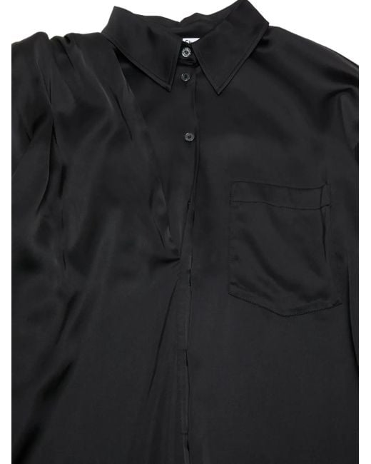 Acne レイヤード サテンブラウス Black