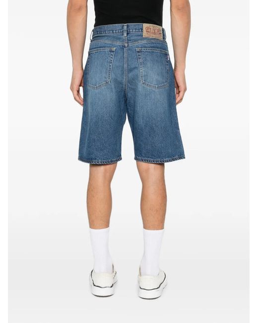 A Bathing Ape Blue Star-Print Denim Shorts for men