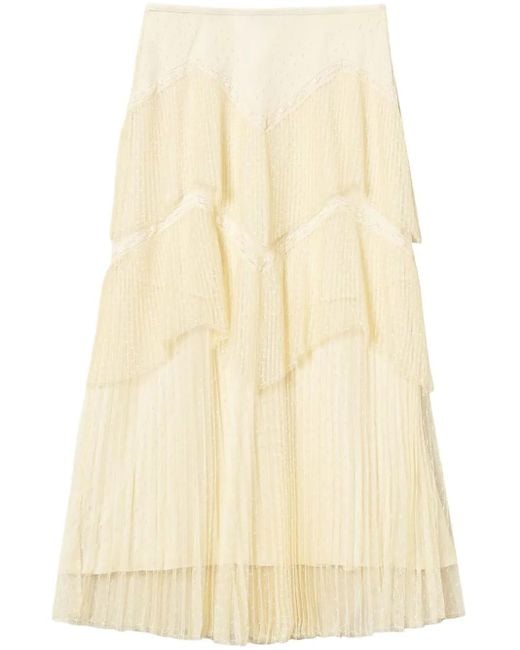 Twinset Maxi-Plooirok Met Tule in het Natural