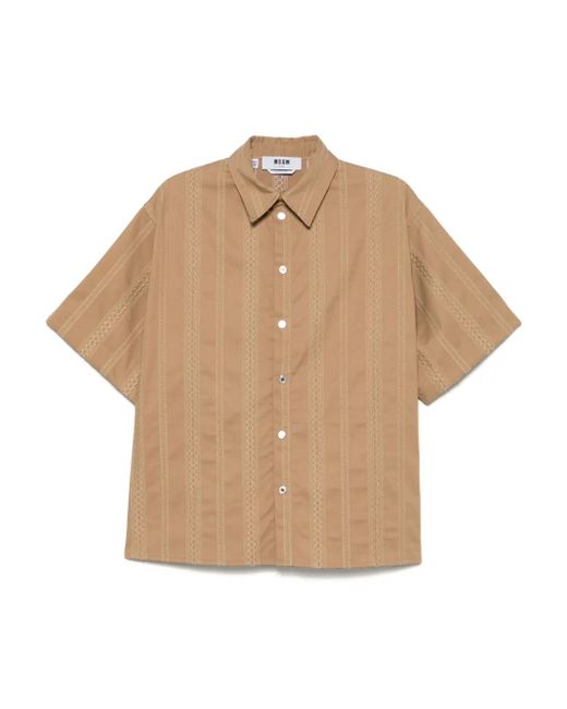 メンズ MSGM エンブロイダリー シャツ Natural