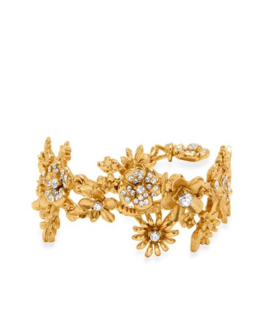 Oscar de la Renta Metallic Flower Garden Crystal-embellished Bracelet