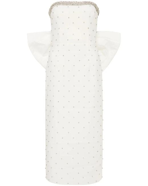 Rebecca Vallance White Alpine Bow-Detail Midi Dress