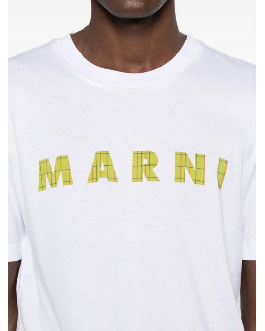 Marni White Logo-Print T-Shirt for men