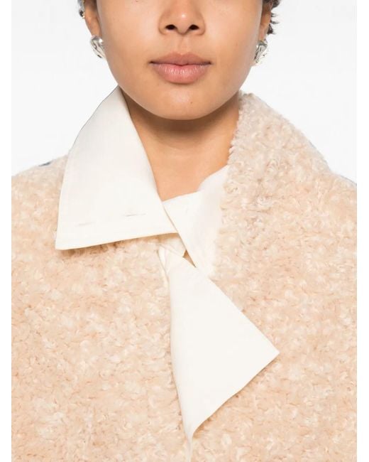 Source Unknown Natural Manuela Shawl-Collar Shearling Jacket
