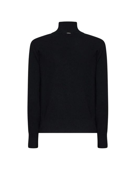 Herno Black Cut-Out Wrap-Effect Sweater