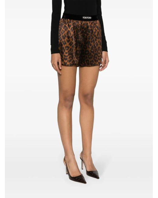 Tom Ford Black Leopard-print Track Shorts