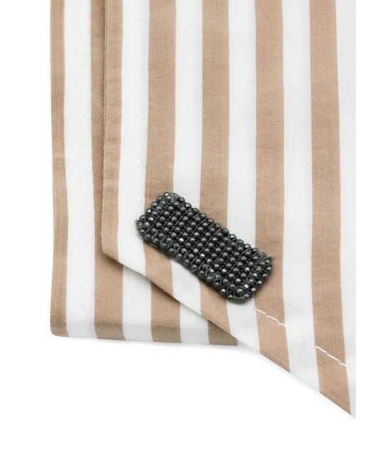 Brunello Cucinelli White Striped Scarf