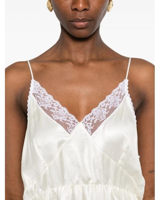 Magda Butrym White Lace-Trim Mini Dress