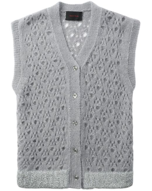 Simone Rocha Gray Pointelle-knit Glittered Vest for men