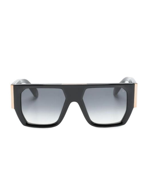 Philipp Plein Gray Logo-Lettering Rectangle-Frame Sunglasses for men