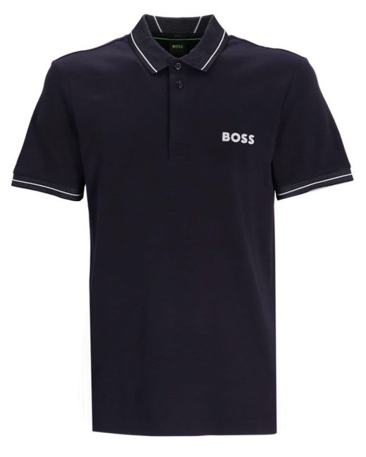 Boss Blue Paule 1 Stripe-trim Polo Shirt for men