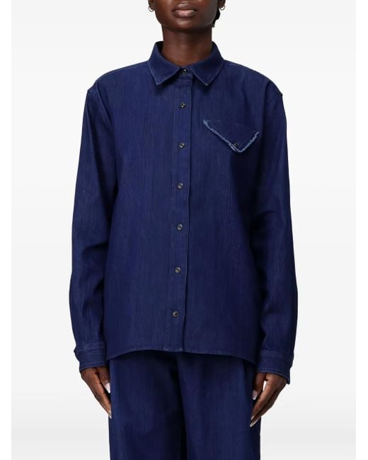 THE GARMENT Blue Merci Frayed-Pocket Shirt