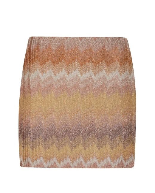 Missoni Natural Zigzag-Knit Metallic-Effect Skirt