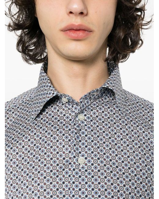 Etro Gray Cotton Shirt With Graphic Print for men