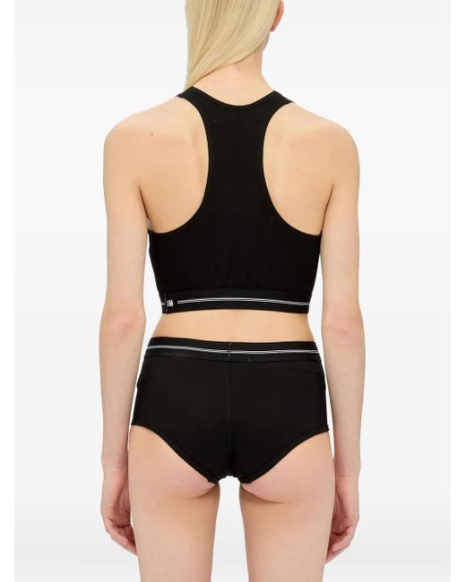 MSGM Black Racerback Striped Tank Top
