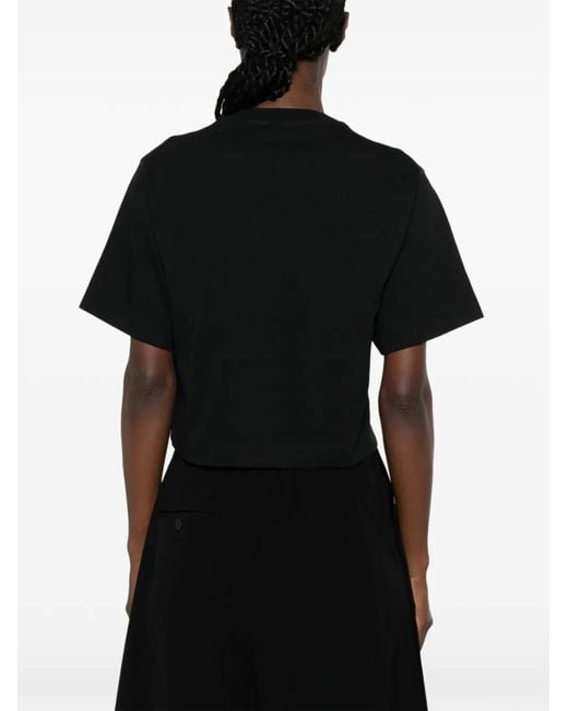 Off-White c/o Virgil Abloh Black Logo-Print Cropped T-Shirt