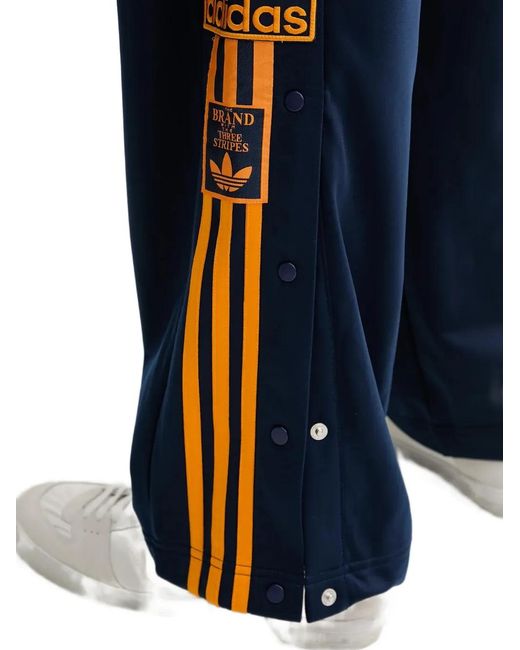 Adidas Blue Side Stripe Press-Stud Trousers for men