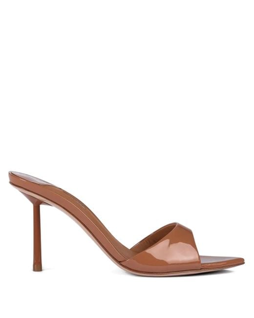 Le Silla Bella 80mm エナメルレザー サンダル Brown