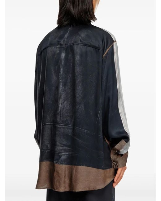 DIESEL Blue Logo-Print Zip-Up Shirt for men