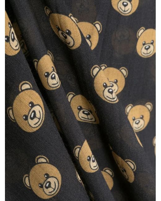 Moschino Black Teddy Bear-Motif Scarf