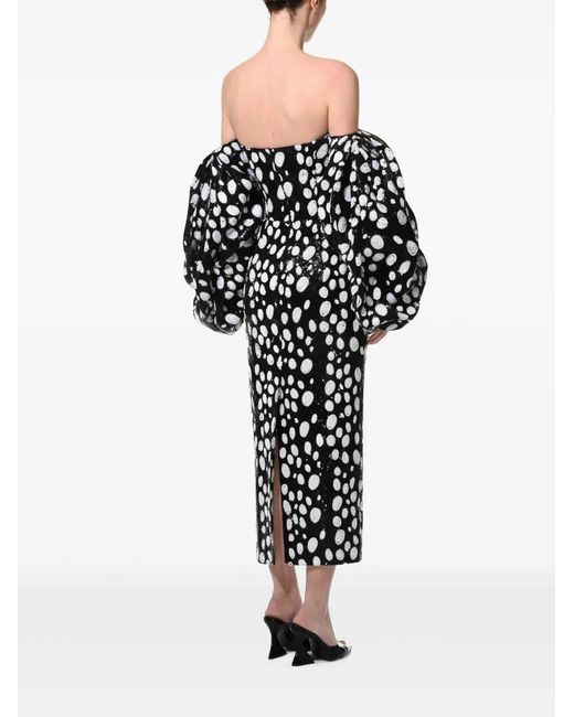 Anouki Black Sequined Off-Shoulder Midi Dress