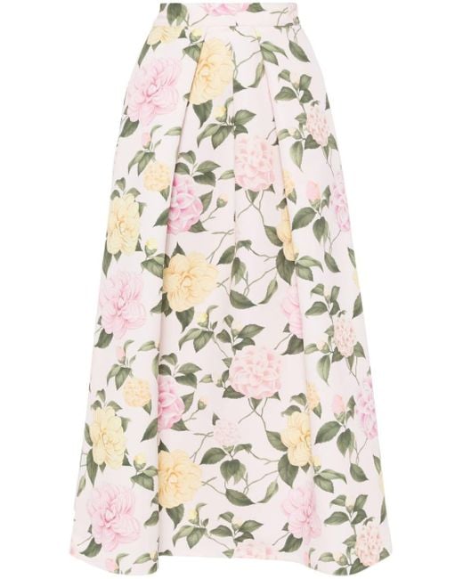 Sachin & Babi White Lydia Floral-print Midi Skirt